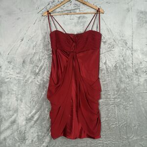 Marc Bouwer Red Silk Draped Cocktail Dress Size 6 - Liquid Luxury Gala Party
